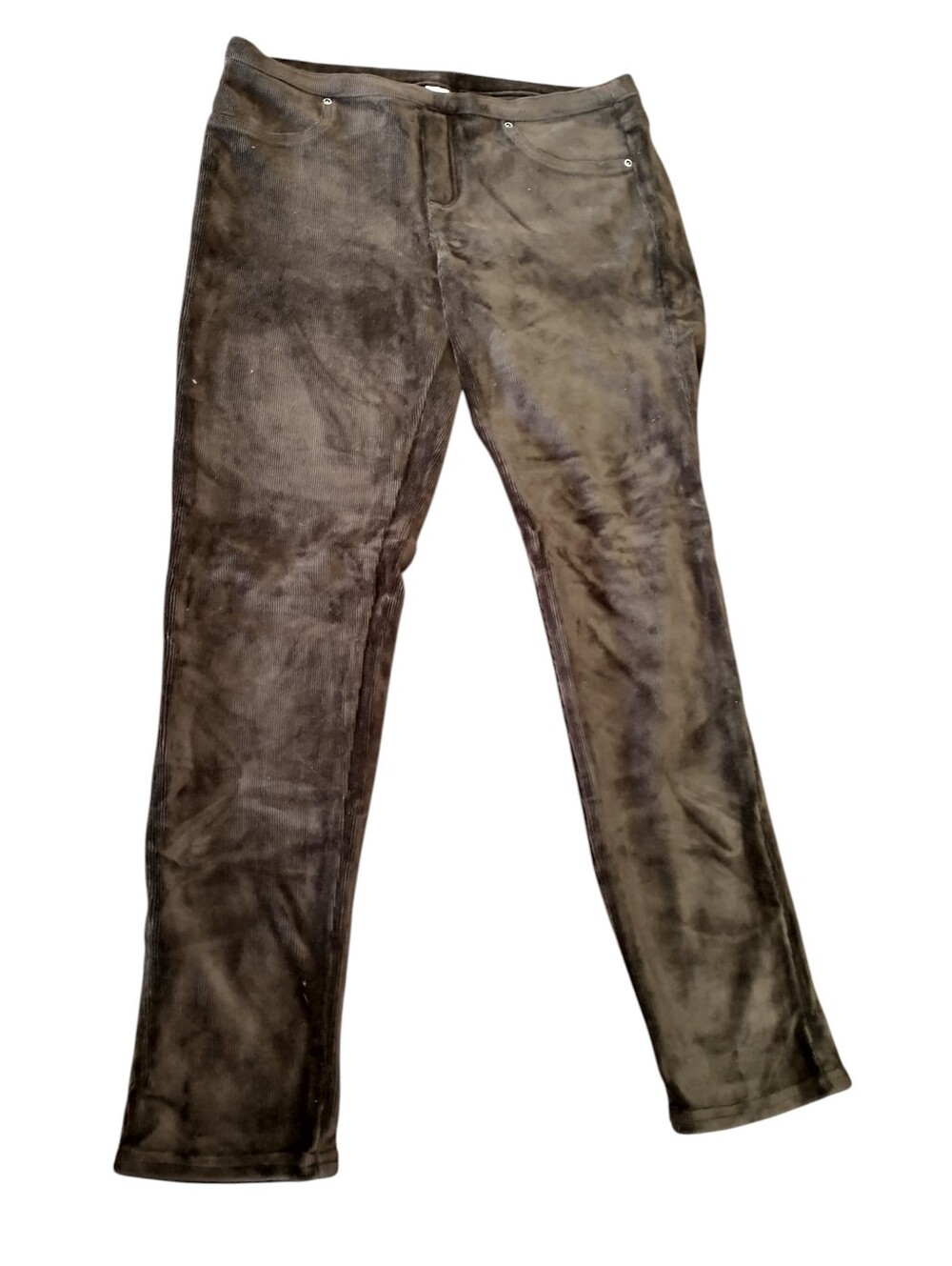 Brown Soft Velvet-Look Straight Leg Pants